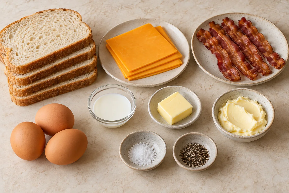 Breakfast Grilled Cheese ingredients