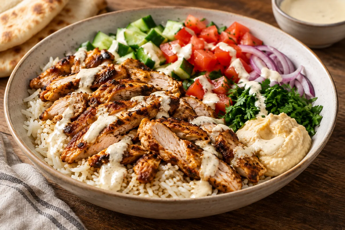 Chicken Shawarma Bowl Recipe close-up