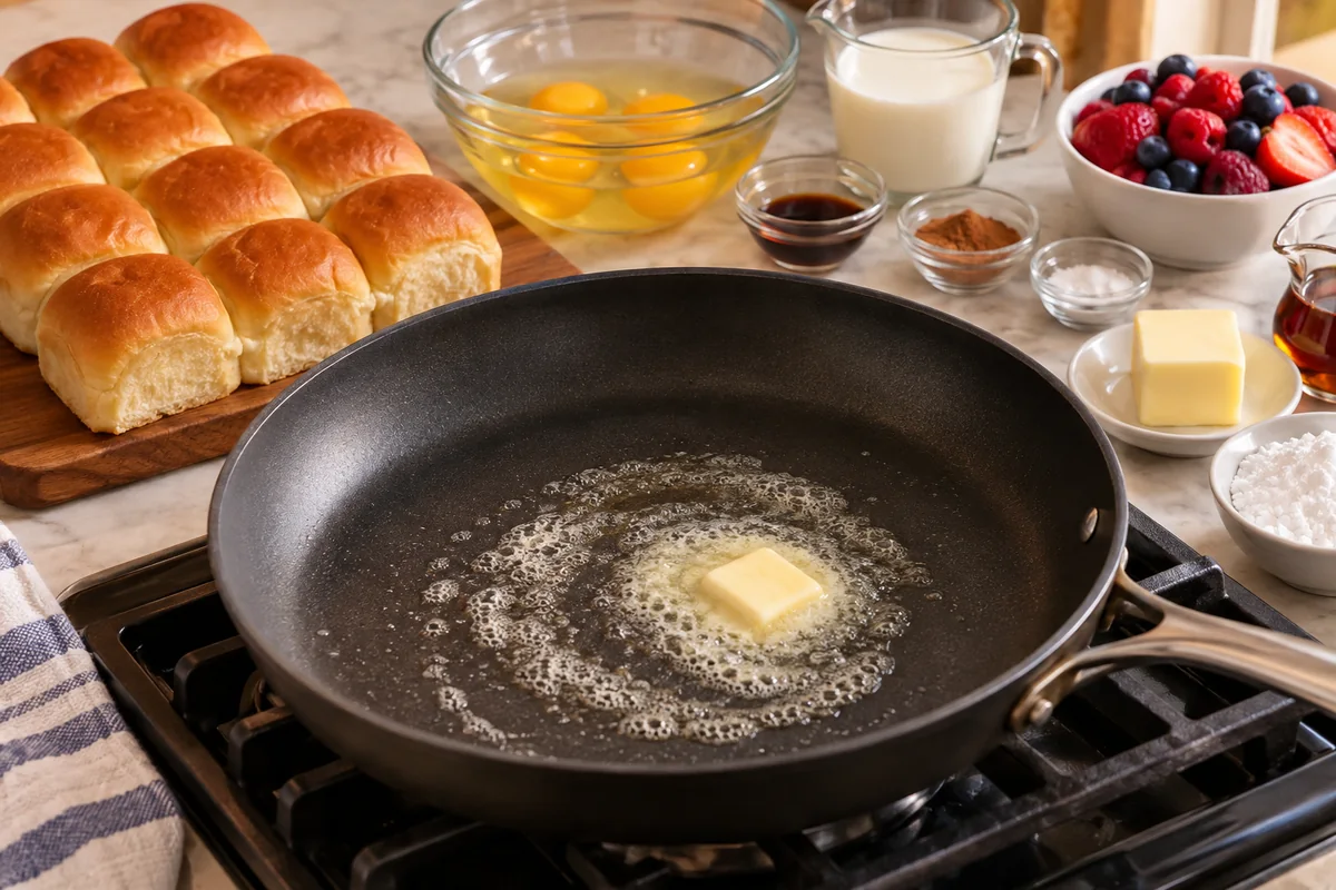 Hawaiian Roll French Toast preparation