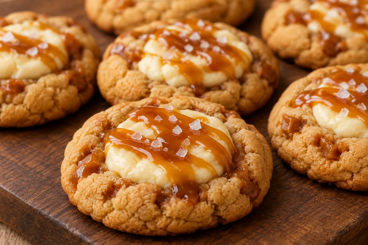 Salted Caramel Cheesecake Cookies Recipe close-up