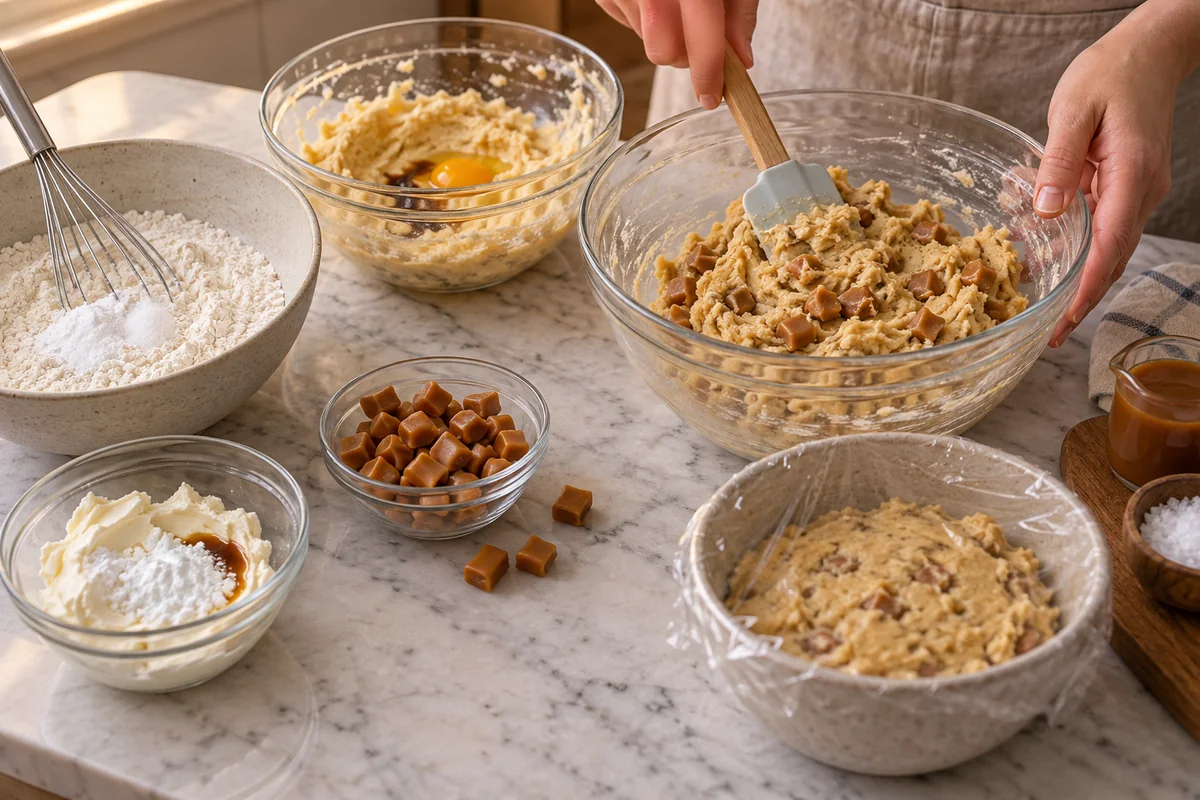 Salted Caramel Cheesecake Cookies Recipe preparation