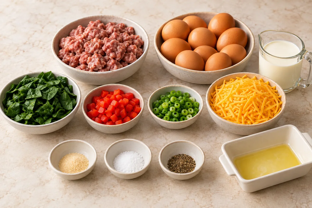 Sausage Egg Keto Breakfast Casserole ingredients