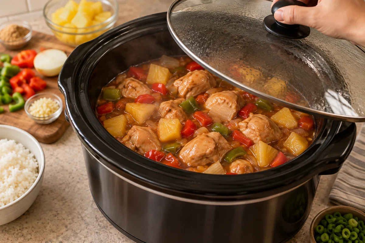 Sweet Hawaiian Crockpot Chicken preparation